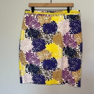 Boden Womens Pencil Skirt Size 12 Zip Straight Floral Purple Yellow Preppy Work